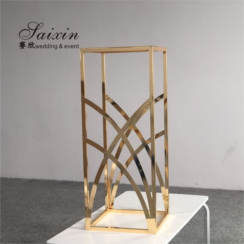 ZT-429G New design shiny  gold metal flower stands for floor aisle wedding backdrop decoration