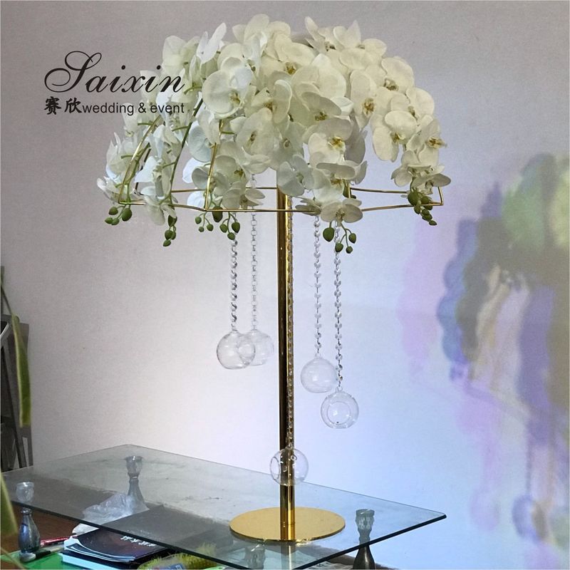 Factory wholesale wedding table centerpieces gold metal umbrella