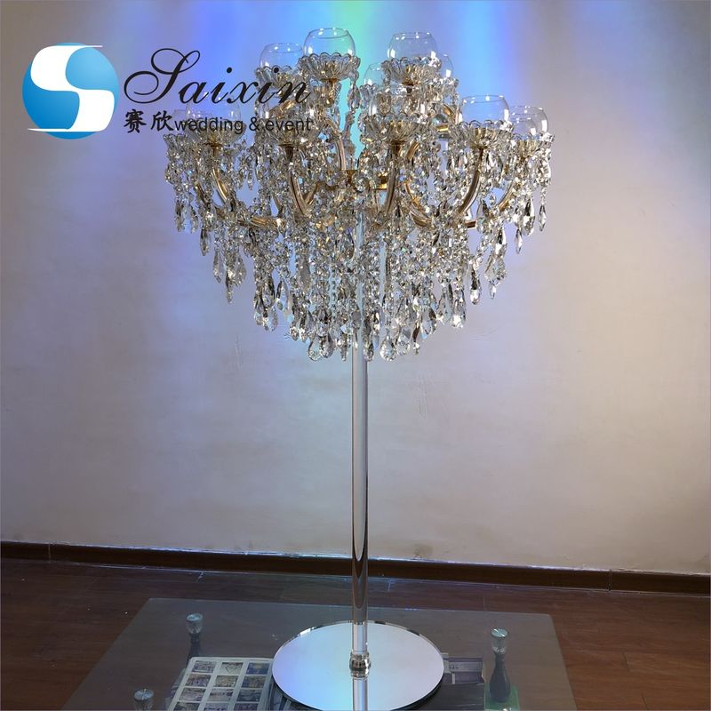 ZT-325L New custom  wedding decoration centerpieces 18 arms gold crystal candelabra