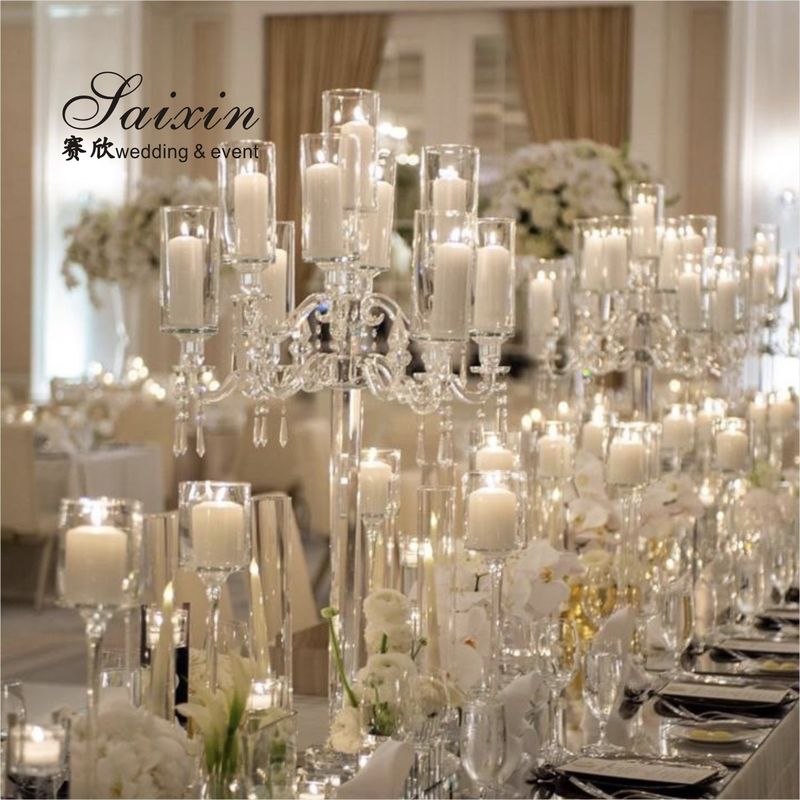 7 Arm 9 Arm Crystal Candelabra Glass Centerpieces Wedding 120CM