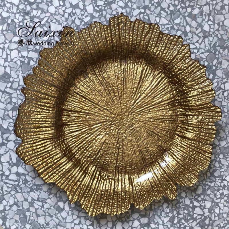 Gold Glass Charger Plate For Wedding Party Table Decoration