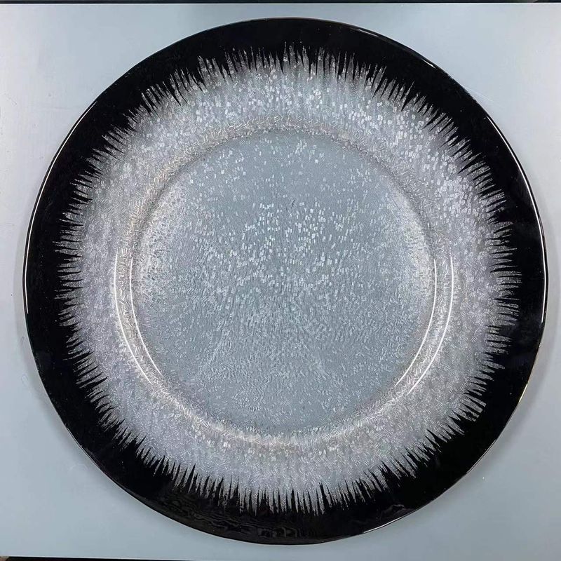 12" 13" Clear Black Rim Glass Charger Plates Bulk Wedding Event Table