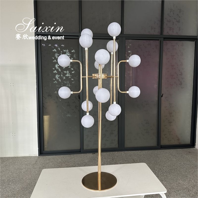 Saixin Custom Wedding LED Light Ball Lamp Decoration Metal Wedding Centerpiece Stand