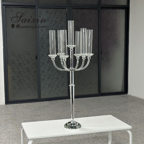 Antique Crystal Glass Candelabra Table Centerpiece